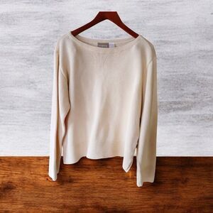 Vintage Liz Claiborne Cream Knit Pullover Sweater Size XL